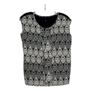 Ann Taylor Petite Black‎ & Ivory Sleeveless Top Blouse Size SP
